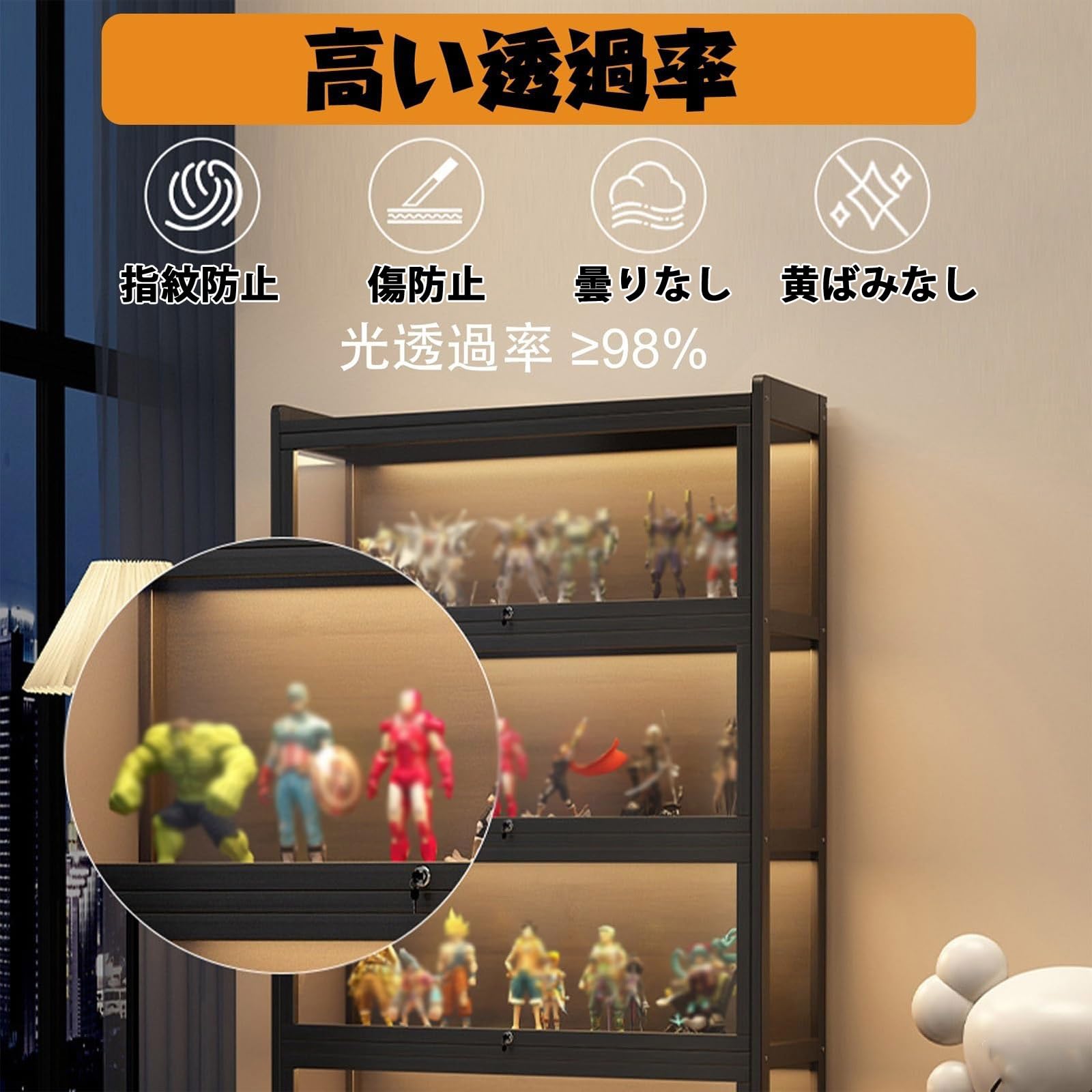 Amazon.co.jp: 大型透明ディスプレイキャビネット｜防塵・UVカット